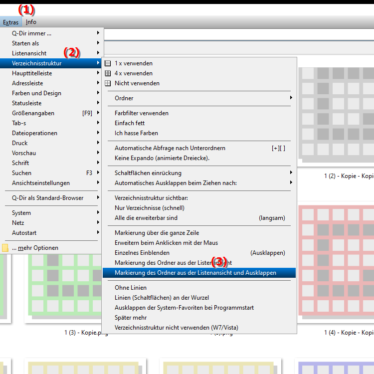 Gibt es eine Option zur gleichzeitigen Markierung und dem Ausklappen eines Ordners im Datei Explorer